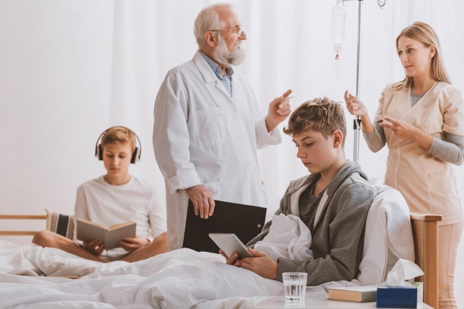 Doctor and nurse reviewing test results with a patient during a fatty liver consultation